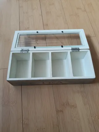 Scatola porta bustine tè con coperchio in vetro