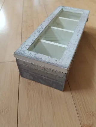 Scatola porta bustine tè con coperchio in vetro