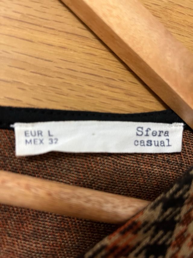 Vestido cuadros Sfera marrón y naranja