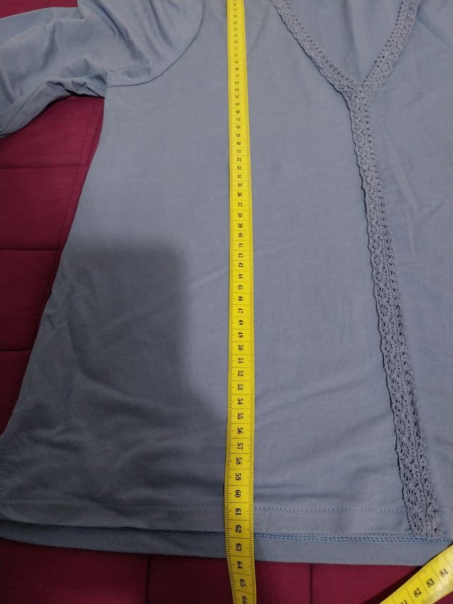 Blusa azul manga larga Cortefiel