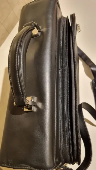 Valigetta Samsonite pelle nera nuova