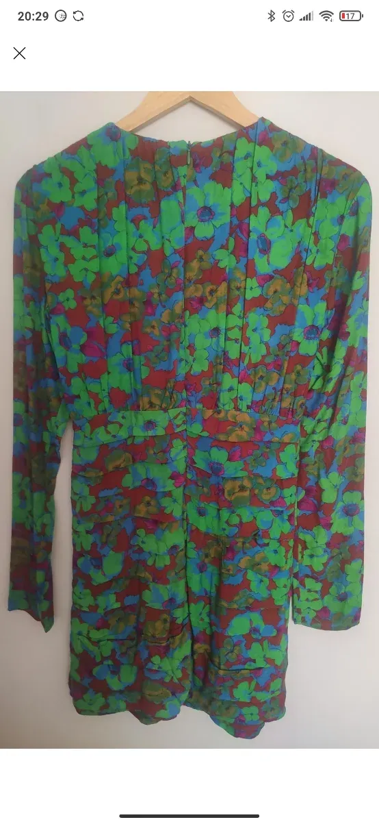 Vestido estampado Zara verde y multicolor