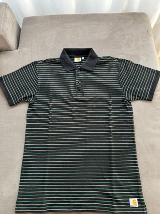 Polo Carhartt Talla M Rayas Negras, Verdes y Blanc