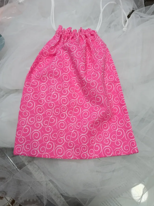 Bolsa de merienda rosa con espirales