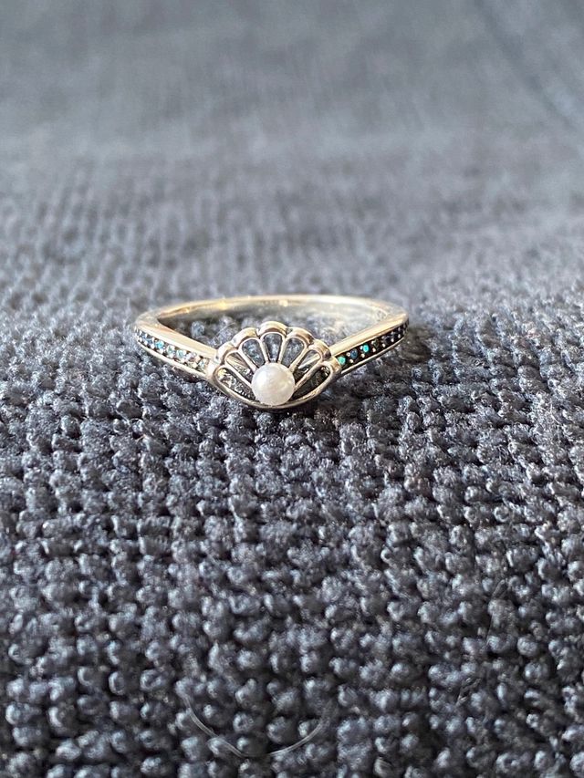 Anillo Plata con Perla de Ariel Disney