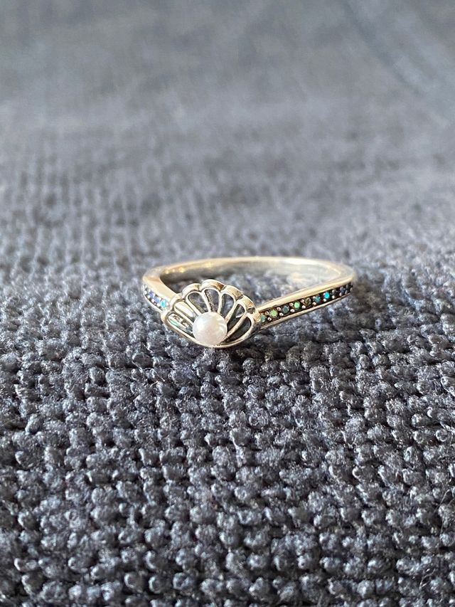 Anillo Plata con Perla de Ariel Disney