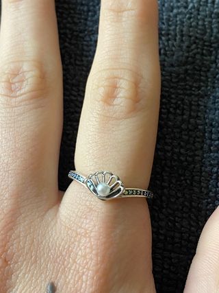 Anillo Plata con Perla de Ariel Disney