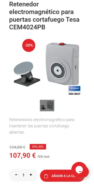 Retenedor puerta electromagnético  cortafuegos