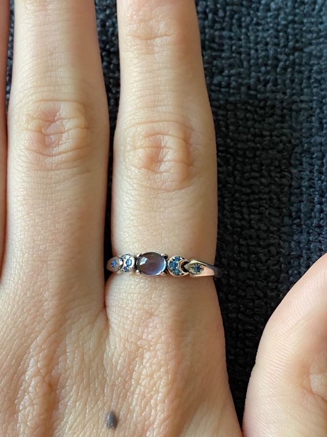 Anillo Plata Luna y Estrellas Azul Jasmine Disney