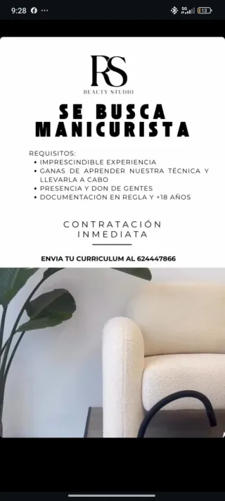 Se busca manicurista con experiencia