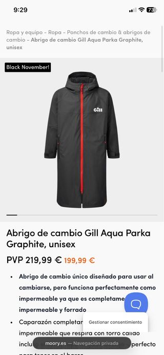 Abrigo de cambio Gill Aqua Parka Graphite unisex