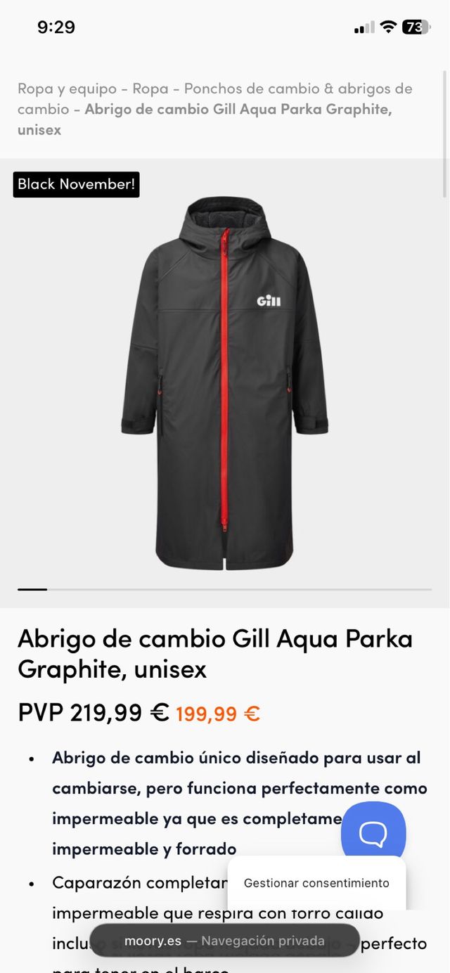 Abrigo de cambio Gill Aqua Parka Graphite unisex