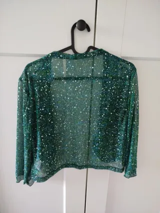 Chaqueta fiesta lentejuelas verde XL