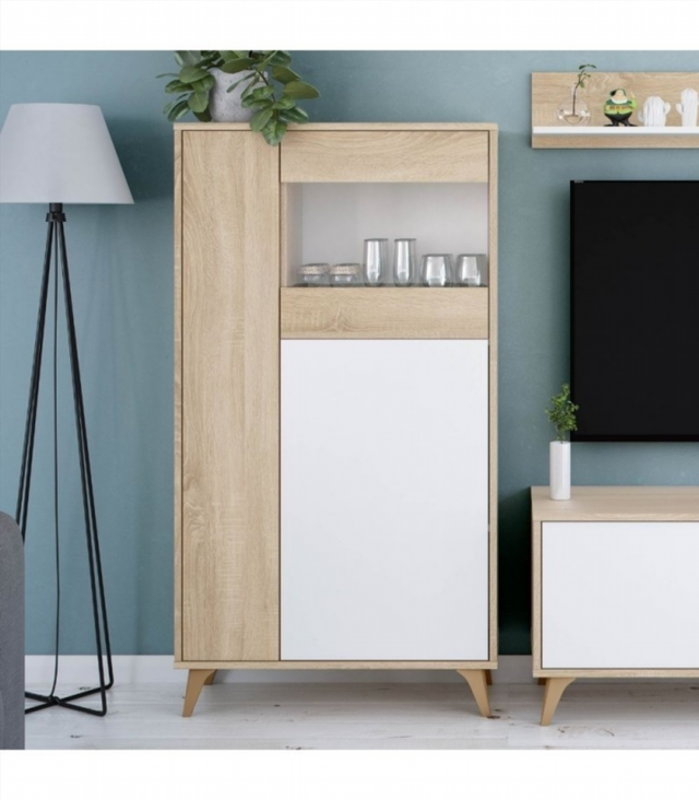 Vitrina 3 Puertas. Roble Canadian/Blanco Artik