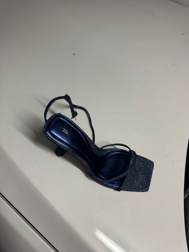 Sandalias Zara Talla 38 Azul Glitter