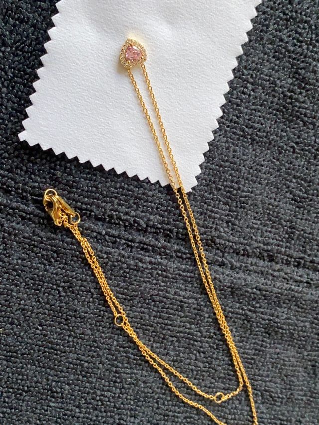 Collar Corazón Rosa con Circonitas plata