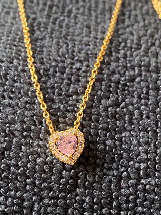 Collar Corazón Rosa con Circonitas plata