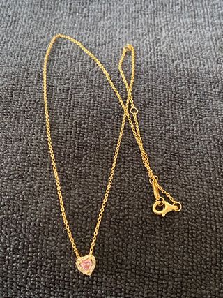 Collar Corazón Rosa con Circonitas plata