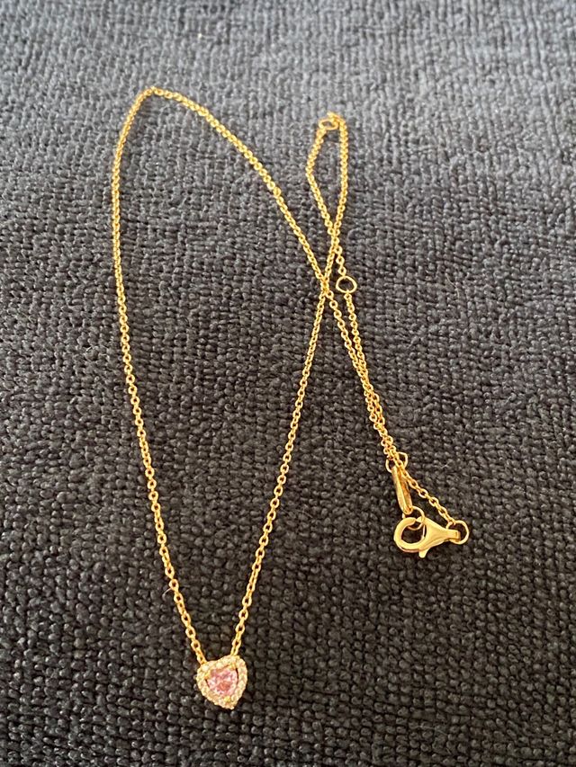 Collar Corazón Rosa con Circonitas plata