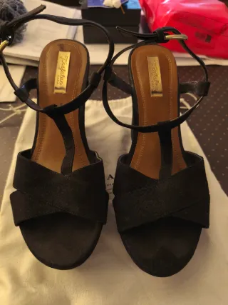 Sandalias Zara Piel Ante Negras