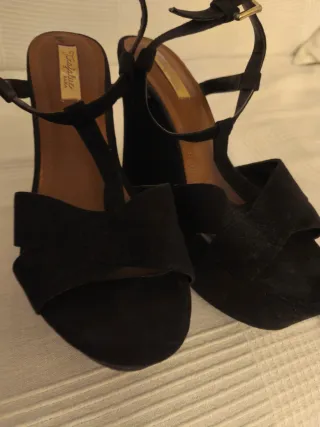 Sandalias Zara Piel Ante Negras