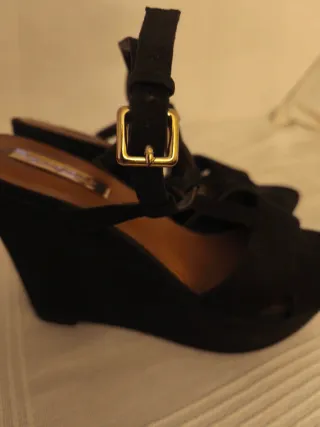 Sandalias Zara Piel Ante Negras