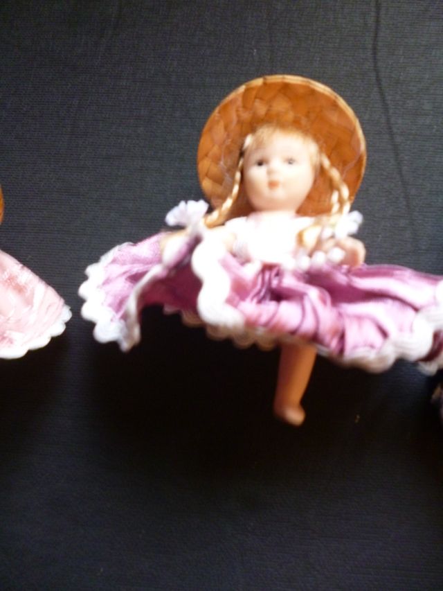 3 Muñecas Miniatura Cerámica