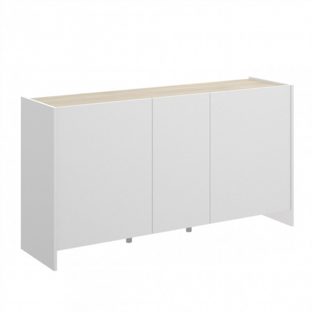 Aparador 3 puertas Kloe. Blanco/Natural