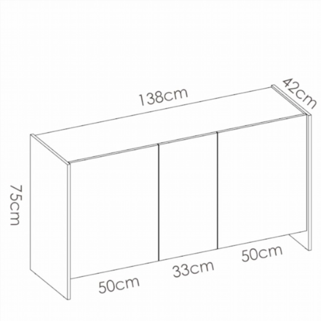 Aparador 3 puertas Kloe. Blanco/Natural