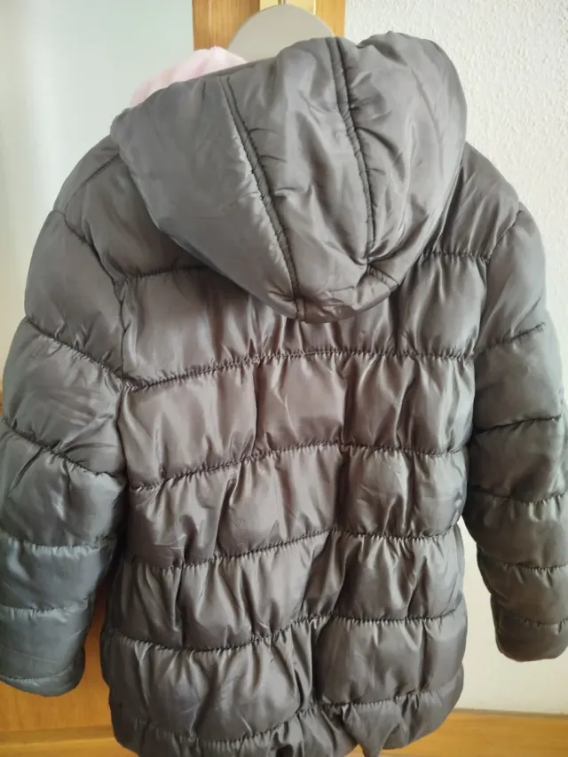 Abrigo acolchado niña gris rosa T 10