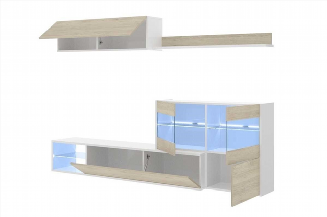 Mueble de Salón Tv Leds Rinconero. Blanco Brillo