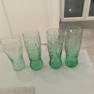 Set 4 Bicchieri Coca Cola Verdi Vetro