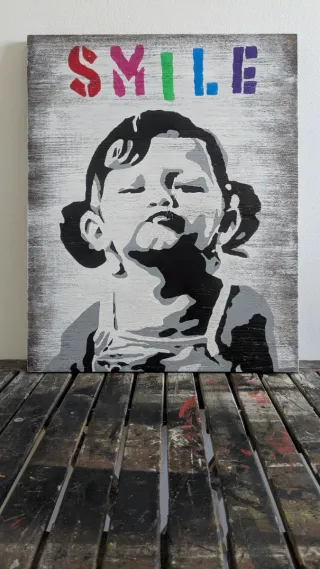 Cuadro Banksy Réplica Madera