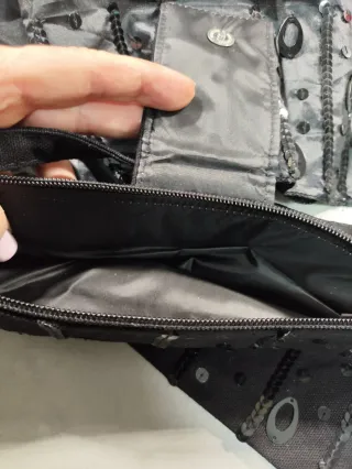 Bolso tela + fular negro y gris