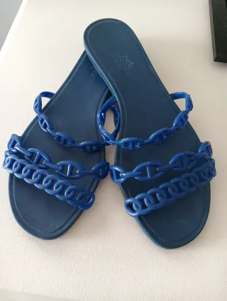 Hermes Sandali Piatti Blu Taglia 39