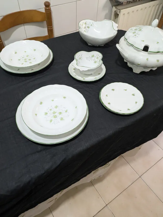 Vajilla Bidasoa Porcelana Flores Verdes