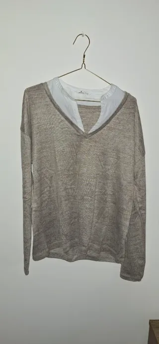 Jersey beige y blanco