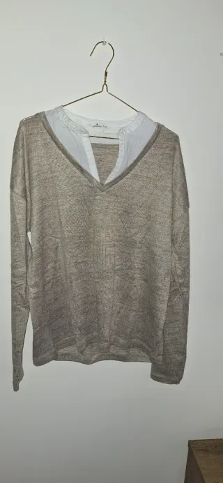 Jersey beige y blanco