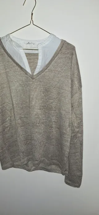 Jersey beige y blanco