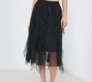 Falda tul negra volantes