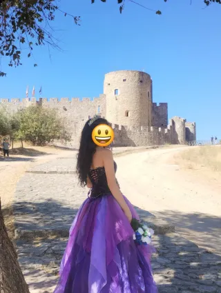 Vestido Quinceañera Morado y Negro