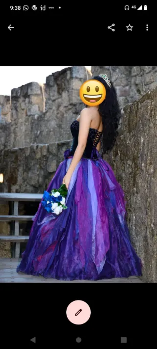 Vestido Quinceañera Morado y Negro