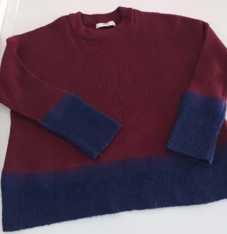 Jersey punto bicolor mango con lana S