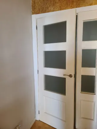 Puerta blanca con cristales