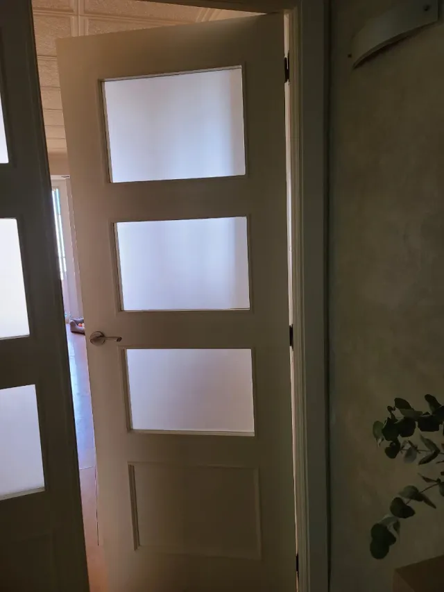 Puerta blanca con cristales