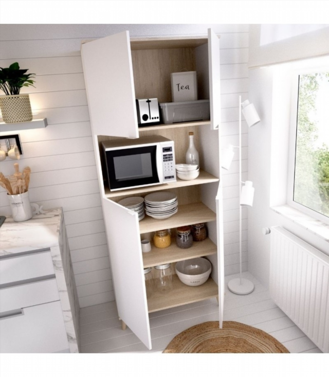 Mueble Alto Auxiliar Wok. Blanco/Natural