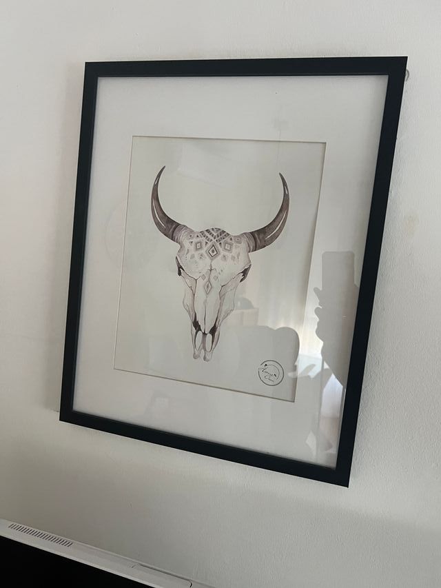 Cuadro Toro Calavera Marco Negro