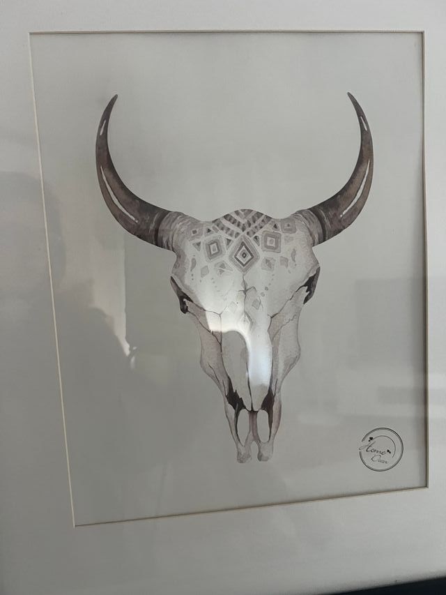 Cuadro Toro Calavera Marco Negro