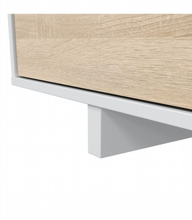 Mueble De Salón 200 Cm. Blanco Brillo/Roble Canad