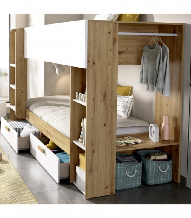 Litera 2 Cajones Estantería Y Armario. Nordic/Bla